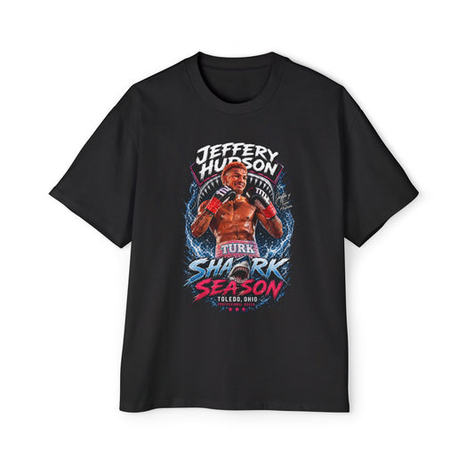 Boxy Graphic Tee — 'Jeffery Hudson Shark Season' Boxing Poster Design
